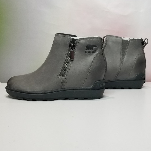 Sorel Women's Evie II Waterproof Wedge Zip Bootie Size 7.5  Quarry 2056371  NWT - Picture 1 of 6